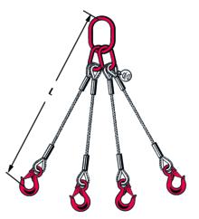 Anschlagseile Drahtseilgehänge 4-Strang gemäß EN13414-1