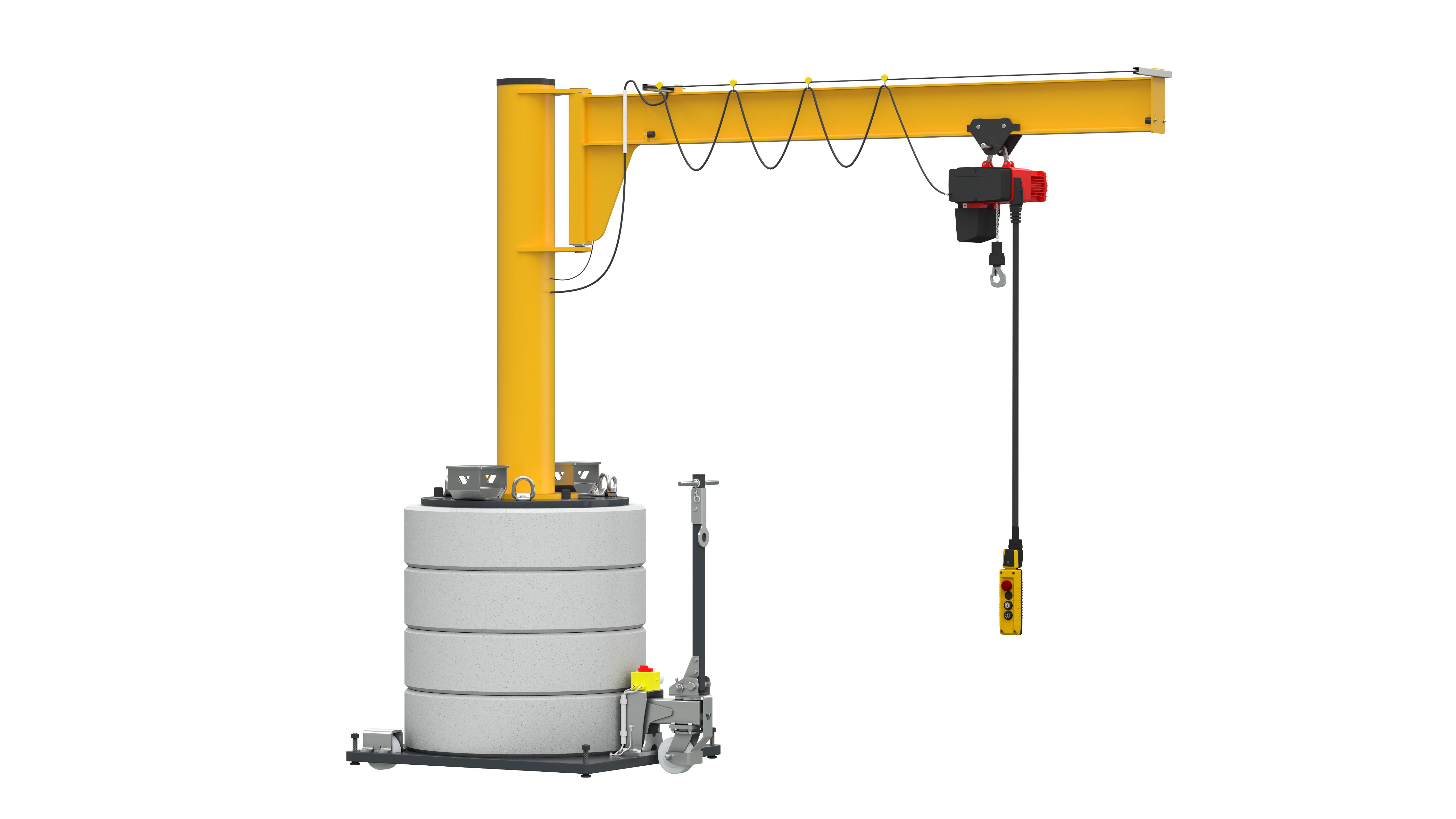 MOB.AS mobiler Säulenschwenkkran mit obenliegendem Ausleger