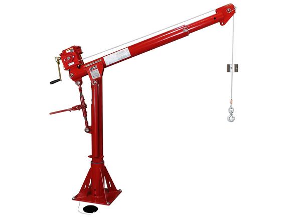 Tragbarer Davit-Kran 5PT20, pulverbeschichtet Rot (Art. 5PT20) mit optionaler Handwinde (M2)