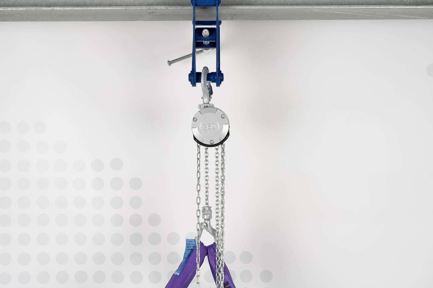 PAC Aluminium-Flaschenzug mit 360° rotierender Handkettenführung